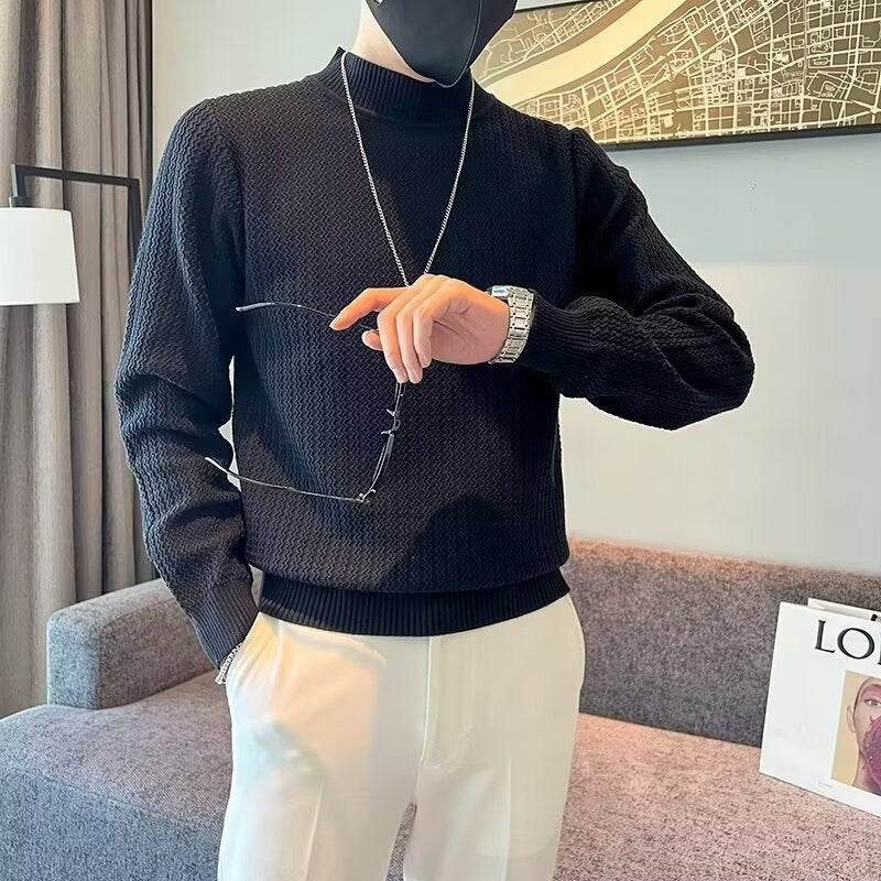 Men's Slim Fit Striped Sweater - Stylish Pullover in Black, White, Green - Buy Center