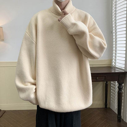 Solid Color Loose Pullover Sweater for Men - Comfy Long Sleeve Style - Buy Center