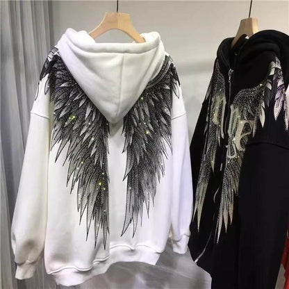 Luxury Women's Hooded Fleece Coat - Heavy Embroidery & Hot Drilling - Buy Center
