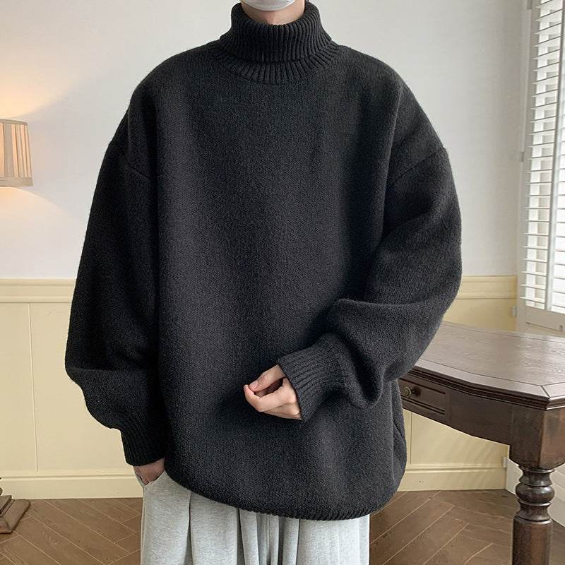 Solid Color Loose Pullover Sweater for Men - Comfy Long Sleeve Style - Buy Center