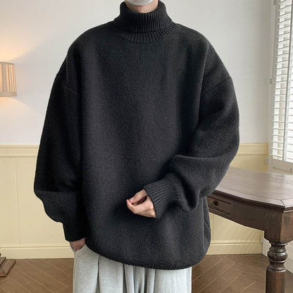 Solid Color Loose Pullover Sweater for Men - Comfy Long Sleeve Style - Buy Center