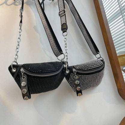 Sequin Women's Crossbody Bag - Silver & Black - Trendy Urban Fashion - Buy Center