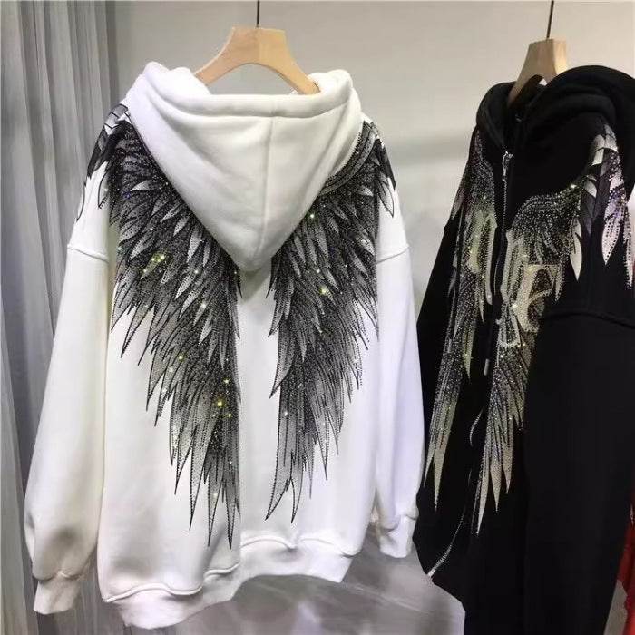 Luxury Women's Hooded Fleece Coat - Heavy Embroidery & Hot Drilling - Buy Center