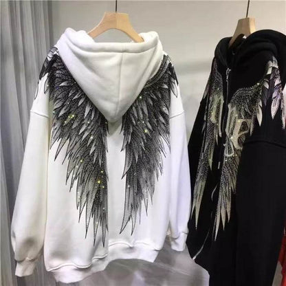 Luxury Women's Hooded Fleece Coat - Heavy Embroidery & Hot Drilling - Buy Center