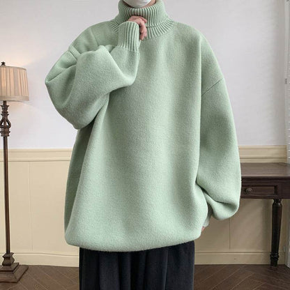 Solid Color Loose Pullover Sweater for Men - Comfy Long Sleeve Style - Buy Center
