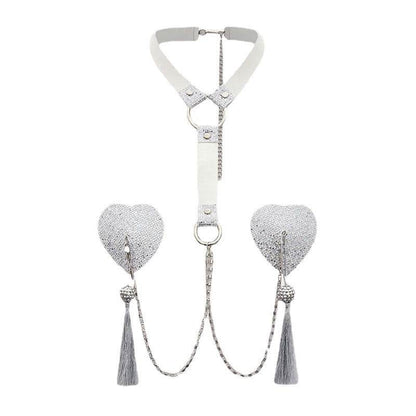 Tassel Love Heart Chest Necklace - Handmade Sequin Body Jewelry - Buy Center
