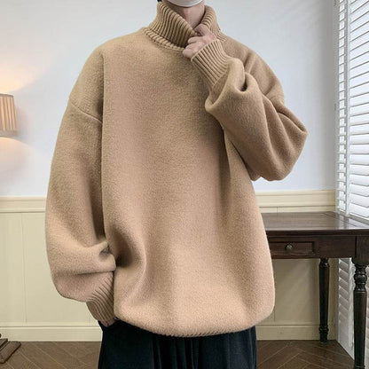 Solid Color Loose Pullover Sweater for Men - Comfy Long Sleeve Style - Buy Center
