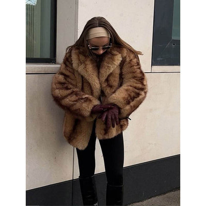 Street Fur Coat for Women - Cozy Short Brown Top, Modern Style 2025 - Buy Center