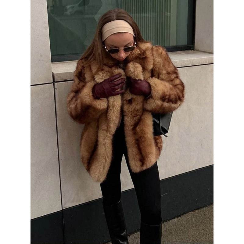 Street Fur Coat for Women - Cozy Short Brown Top, Modern Style 2025 - Buy Center