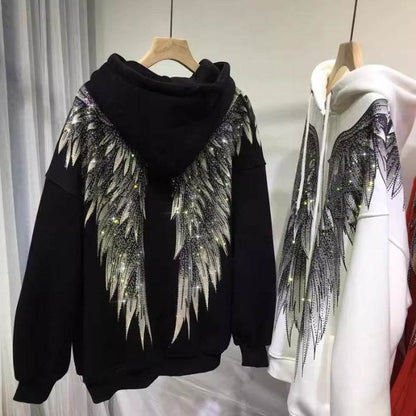 Luxury Women's Hooded Fleece Coat - Heavy Embroidery & Hot Drilling - Buy Center