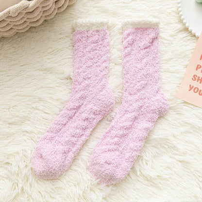 Cozy Thickened Thermal Coral Fleece Women's Socks - Stylish Mid-Tube Design - Buy Center