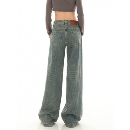 High Waist Loose Mop Pants - Stylish Wide Leg Women’s Jeans in Blue - Buy Center