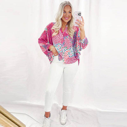 Casual Loose Long Sleeve Shirt - Stylish Color Matching & Single-Breasted - Buy Center