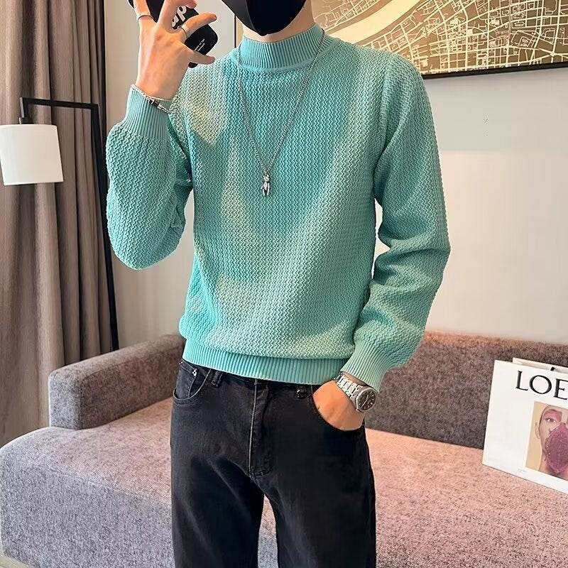 Men's Slim Fit Striped Sweater - Stylish Pullover in Black, White, Green - Buy Center