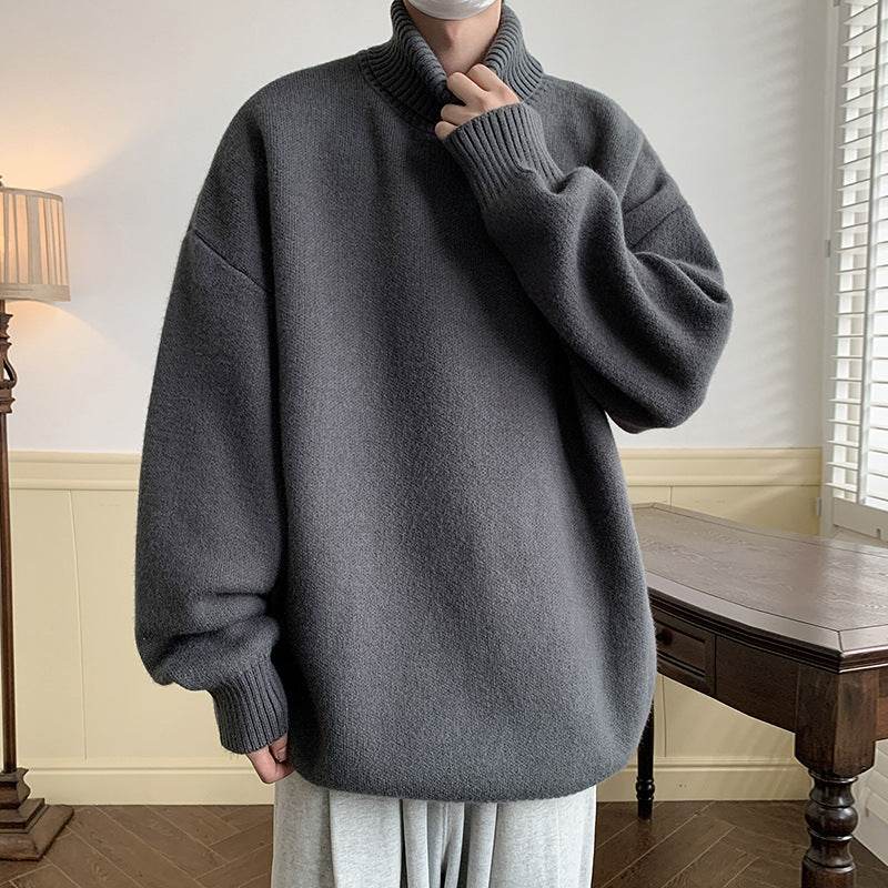 Solid Color Loose Pullover Sweater for Men - Comfy Long Sleeve Style - Buy Center