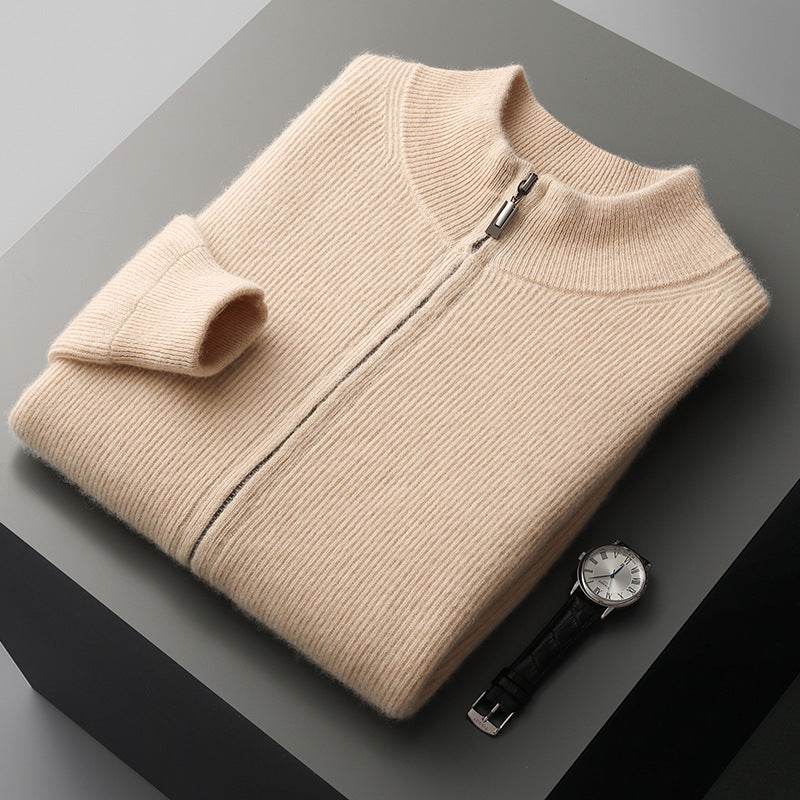 Buycenter Men's Half Turtleneck Wool Cardigan - Stylish Winter Sweater - Buy Center