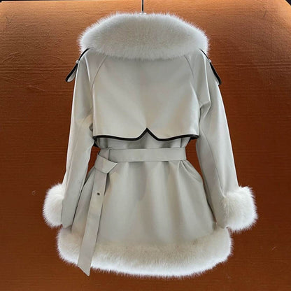 Elegant Big Fur Collar Coat - Luxurious Faux Fur Winter Wear for Women - Buy Center