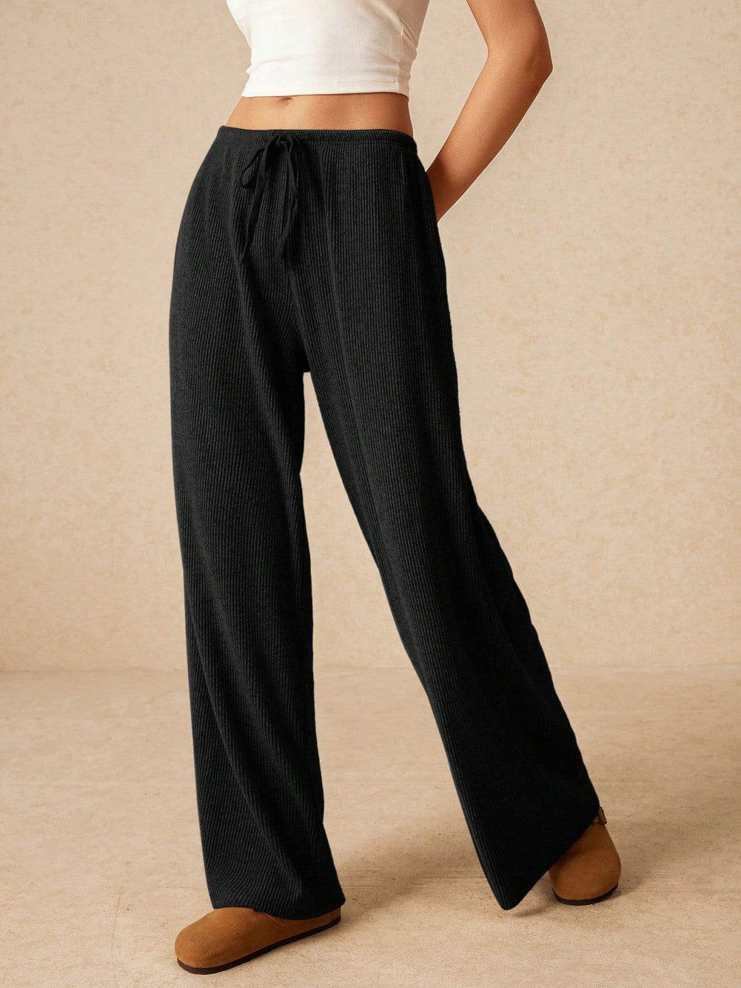 Women's Lace-Up Wide Leg Pants - Fashionable Fit in 4 Chic Colors - Buy Center