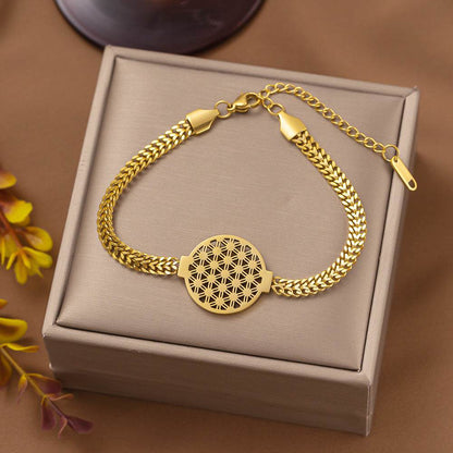 Buy Center Stainless Steel Flower Bracelet - Trendy Lucky Tree Design - Buy Center