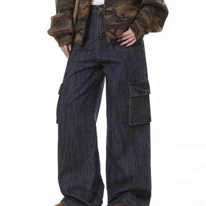 American Retro Loose Wide Leg Jeans - Comfortable Mid Waist Fit for All