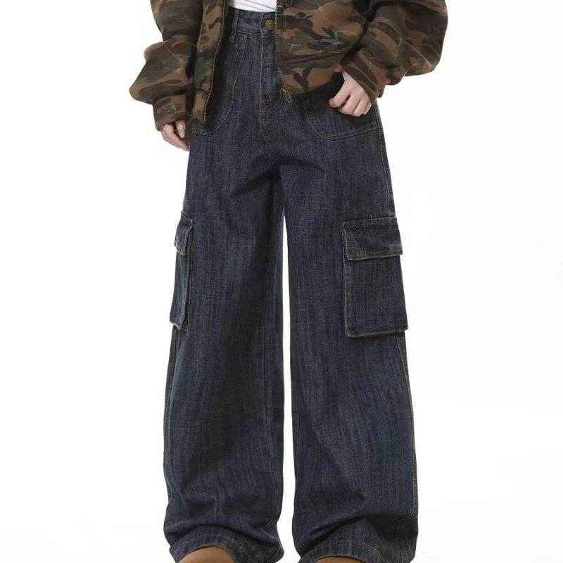 American Retro Loose Wide Leg Jeans - Comfortable Mid Waist Fit for All