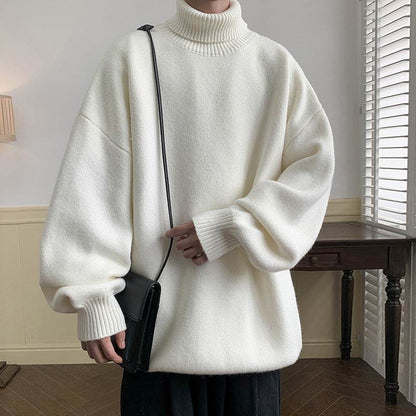 Solid Color Loose Pullover Sweater for Men - Comfy Long Sleeve Style - Buy Center