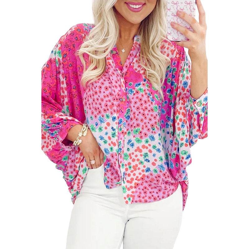 Casual Loose Long Sleeve Shirt - Stylish Color Matching & Single-Breasted - Buy Center