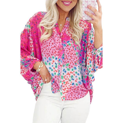 Casual Loose Long Sleeve Shirt - Stylish Color Matching & Single-Breasted - Buy Center