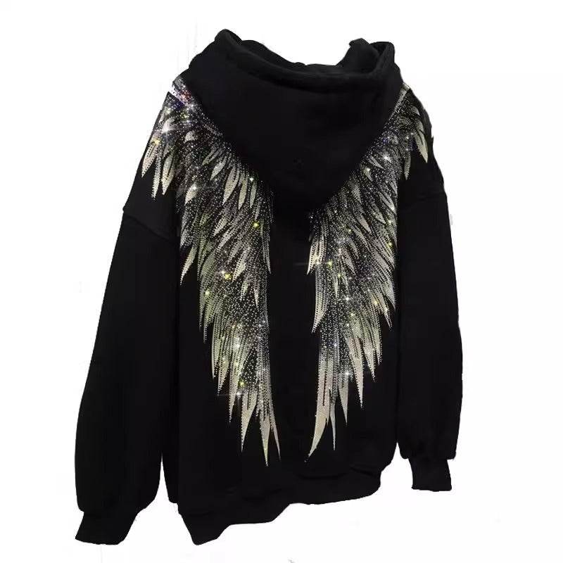 Luxury Women's Hooded Fleece Coat - Heavy Embroidery & Hot Drilling - Buy Center