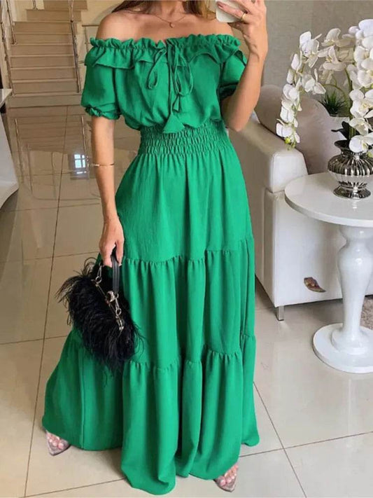 XXOWENLI Spring Summer Women's Dress - Puff Sleeve Ruffle A-Line - Buy Center