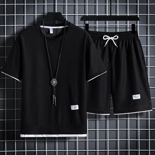 Summer Men's Waffle Set - Casual T-Shirt and Shorts Tracksuit - Buy Center