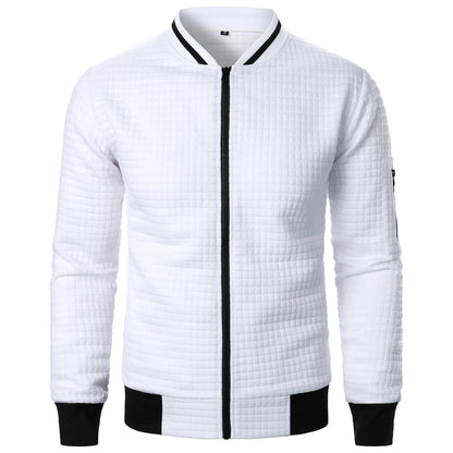 Men's Zipper Stand Collar Hoodie - Casual Plaid Cardigan Coat - Buy Center