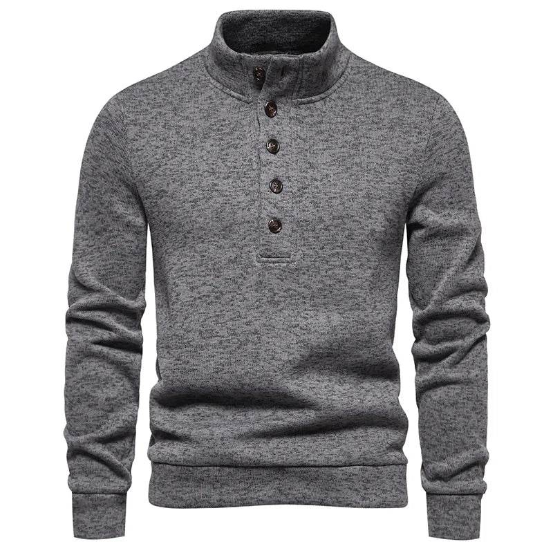 White Turtleneck Button Down Sweater for Men Autumn Winter Long Sleeve Knit Sweater Mens Casual Soft Lightweight Bottoming Shirt - Buy Center