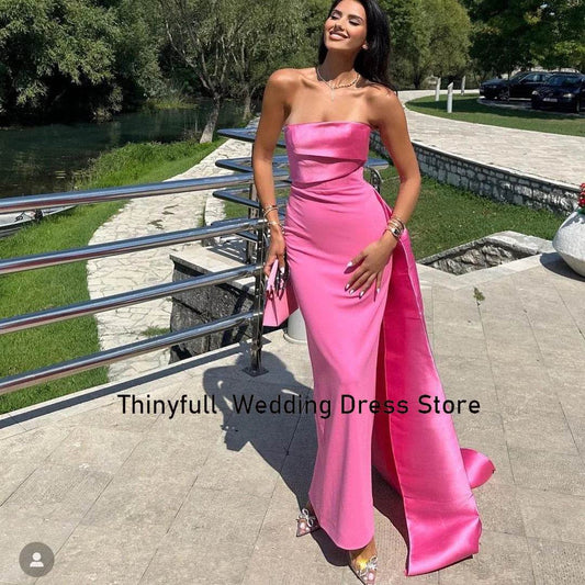 Thinyfull Strapless Mermaid Evening Dress - Custom Satin Gown - Buy Center
