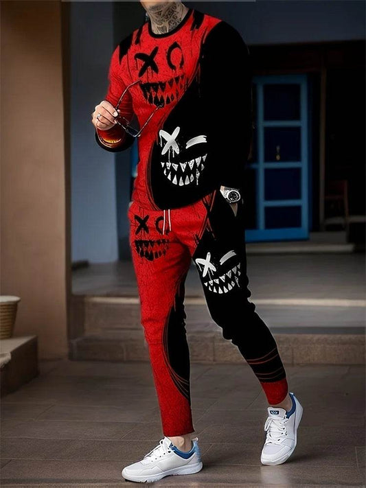 Urban Street Fashion Men's 2pcs Casual Suit - 3D Printed Smile Shirt - Buy Center
