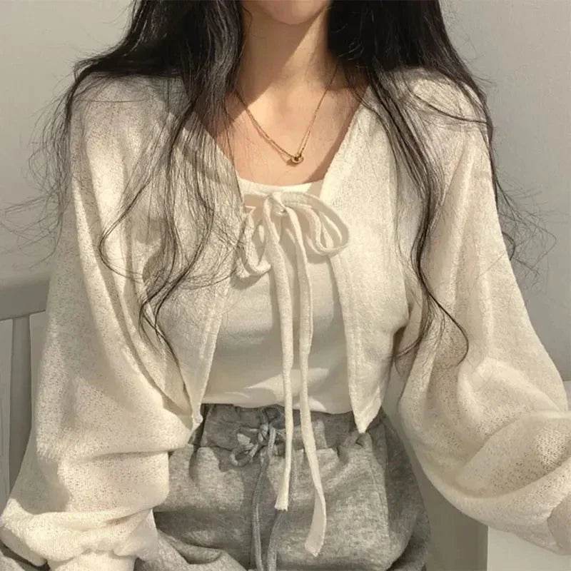 Y2K Korean Style Casual Knitted Cardigan - Thin Sunscreen Knitwear - Buy Center