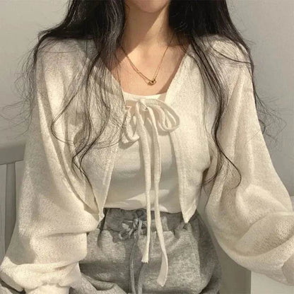 Y2K Korean Style Casual Knitted Cardigan - Thin Sunscreen Knitwear - Buy Center