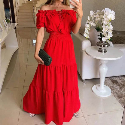 XXOWENLI Spring Summer Women's Dress - Puff Sleeve Ruffle A-Line - Buy Center