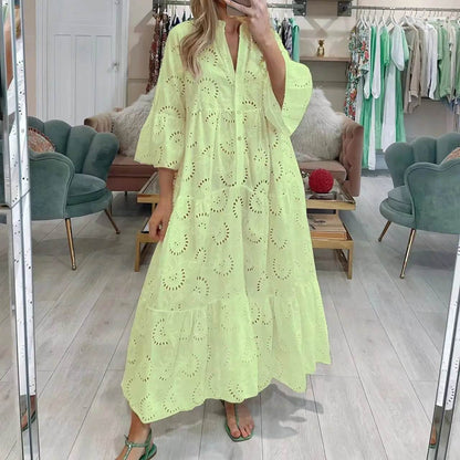 LUZHEN Women's Spring Summer Shirt Dress - V-Neck, Flared Sleeves - Buy Center