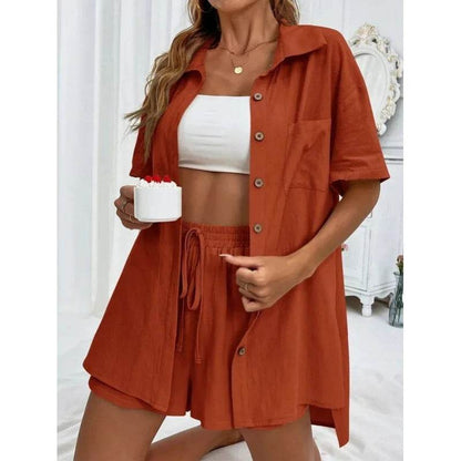 LCSKERA Black Short Sleeve Shirt & Shorts Set - Casual Summer Outfit - Buy Center