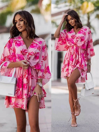 Elegant Summer Mini Dress - Women's Bohemian Beach Vacation Style - Buy Center