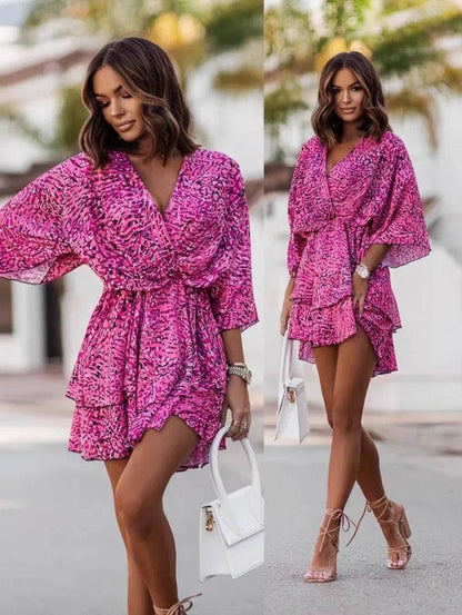Elegant Summer Mini Dress - Women's Bohemian Beach Vacation Style - Buy Center