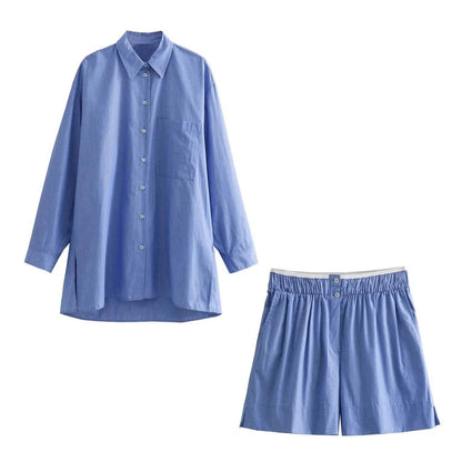 TRAFSHE Women's Fashion Set - Striped Shirt & High Waist Shorts - Buy Center