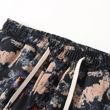 Retro Men's Casual Beach Shorts - Oversized Knee Length with Print Design - Buy Center