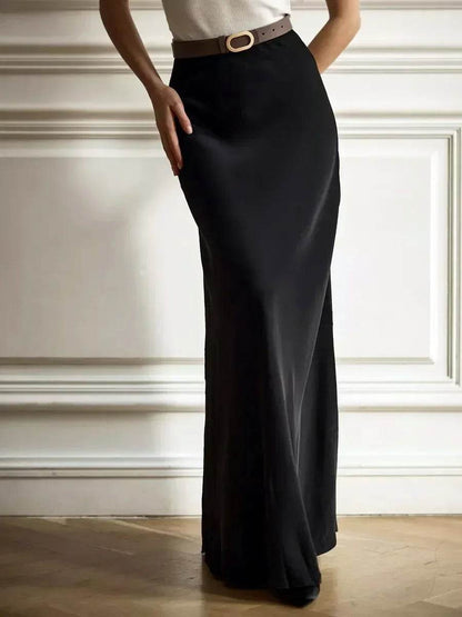 Bornladies Women's Casual Satin Maxi Skirt - High Waist Fishtail Style - Buy Center