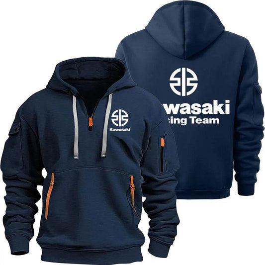 Kawasaki Men's Half Zipper Hoodie - Casual Spring Autumn Pullover - Buy Center