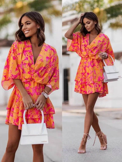 Elegant Summer Mini Dress - Women's Bohemian Beach Vacation Style - Buy Center