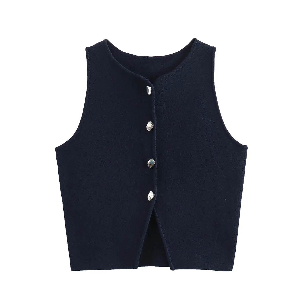 MsChuh Women’s Knitted Vest - Slim Cropped O-Neck for Summer 2024 - Buy Center