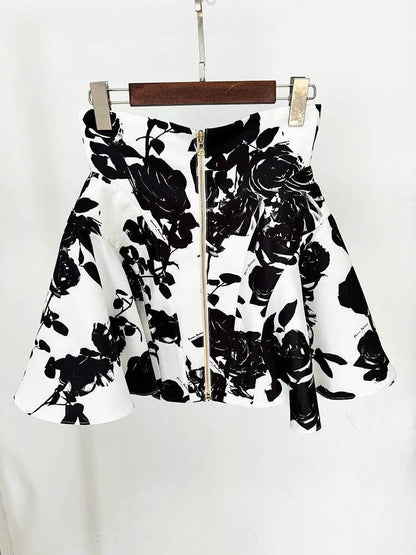 O'ZACKET 2024 Floral Mini Skirt with Metal Rose Buttons - Women’s Fashion - Buy Center