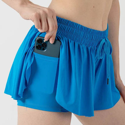 INLUMINE Women's 2-in-1 Flowing Sports Shorts - Butterfly Design - Buy Center